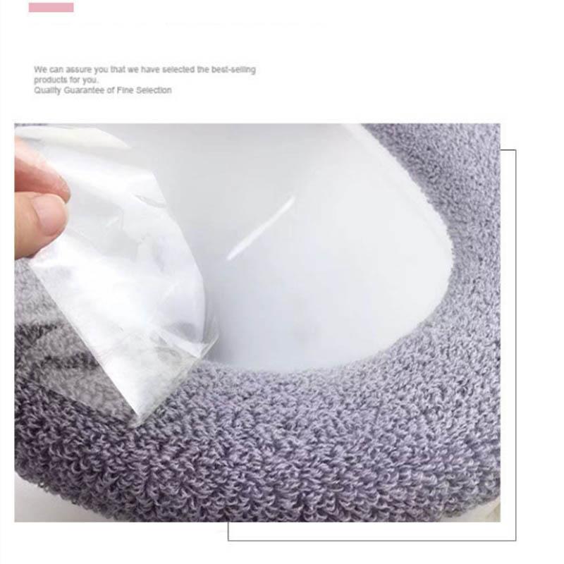 Toilet Cushion Toilet Seat Gasket Cushion Thickening Plus Velvet Warming Pad Solid Color Household Toilet Seat Cover To Keep Warm