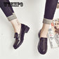 Genuine Leather Woman Vintage Flats Shoes Round Toe Handmade Beige Oxford Shoes for Women