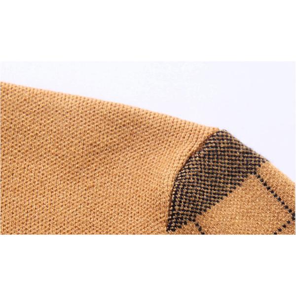 Spring and Autumn Men's Wool Sweater Shirt Plaid Collar Lapel Warm Polo Shirt Slim Top Bottom Shirt