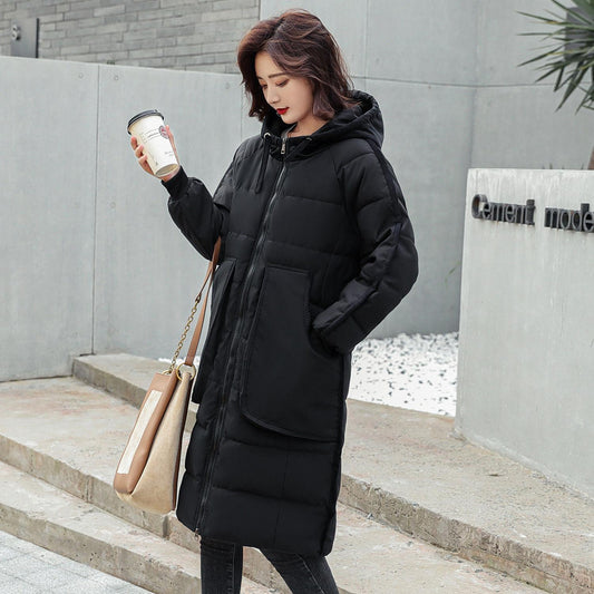 Winter Down Women's Mid-length Loose Straight-leg Temperament Padded Jacket Plus Size Korean Padded Jacket