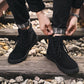 High Top Mens Martin Boots Solid Army Boots Flock Rubber Winter Men's Ankle Boots Shoes