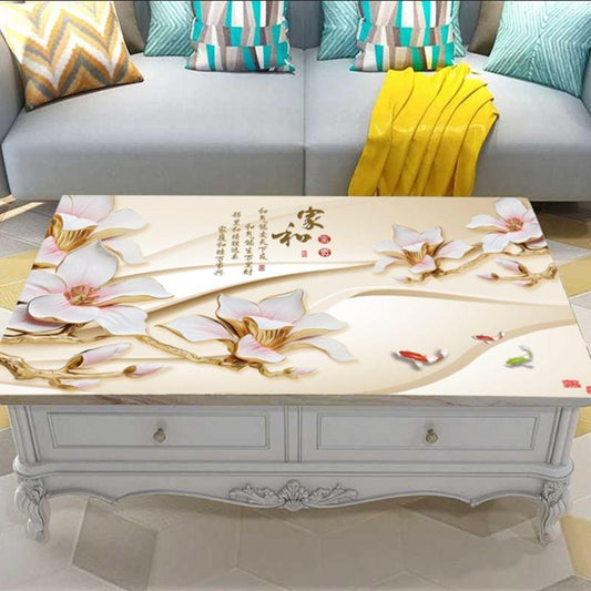 Guofeng Printing PVC Opaque Table Mat Waterproof and Oil-proof Disposable Soft Glass Coffee Table Desktop Protective Rubber Pad