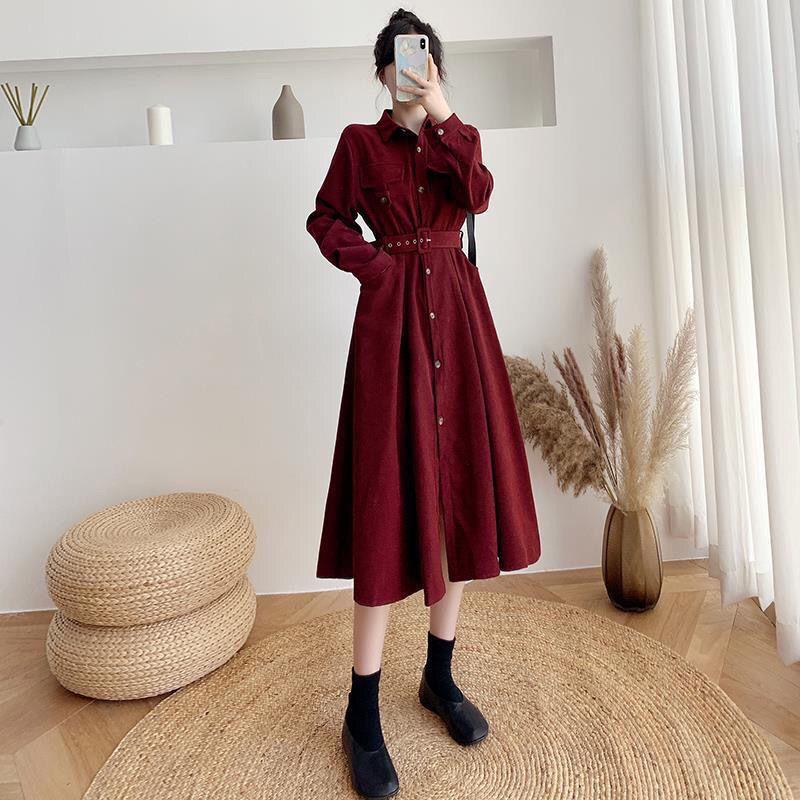 Spring Sweet Retro Bowknot Female Dress Temperament Was Thin Female Student Dress Korean Version of The Wild Mid-length A-line Skirt