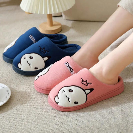 Slippers Women Winter Cotton Shoes Cute Pink Bear Thick Fleece Warm Men Plus Size Home Indoor Casual Slippers