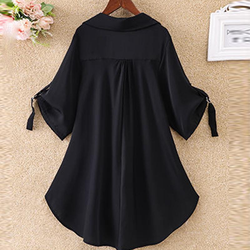 Mid-length Short-sleeved Chiffon Shirt Women's Summer Large Size Loose Waist Chiffon Shirt Top Women