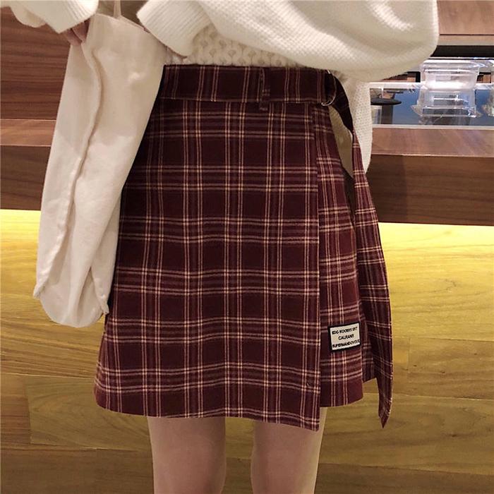 Summer Women Irregular Skirt High Waist Sexy Thin Plaid Skirt Anti-light Mini A-line Bag Hip Skirt