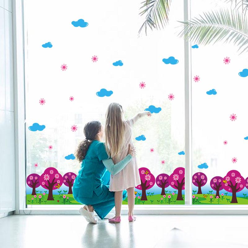 [Wall sticker ]The Forest Under Clear Sky Decorative Wall Decals Pvc Murals Tv Background Home Decor