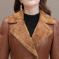 Winter Leather Jacket Fashion Slim PU Leather Lapel Leather Jacket All-match Large Size Leather Coat for Women