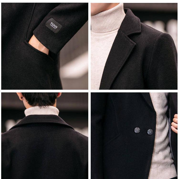 Men's Fashion Wool Woolen Coat Double Breasted Coat Women Winter Jacket Woolen Trench Coat
