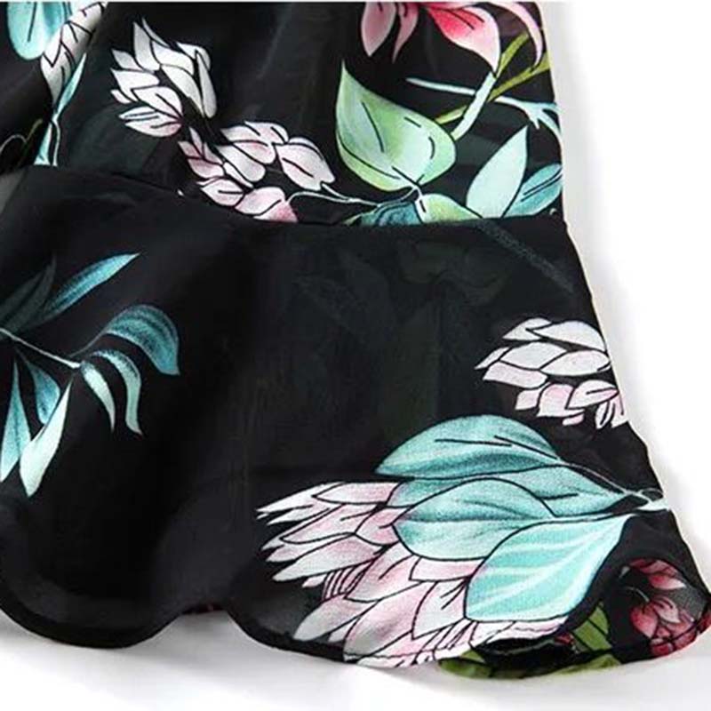 Summer Chiffon Shirt Women's Loose Plus Size Printed Shirt Doll Collar Top