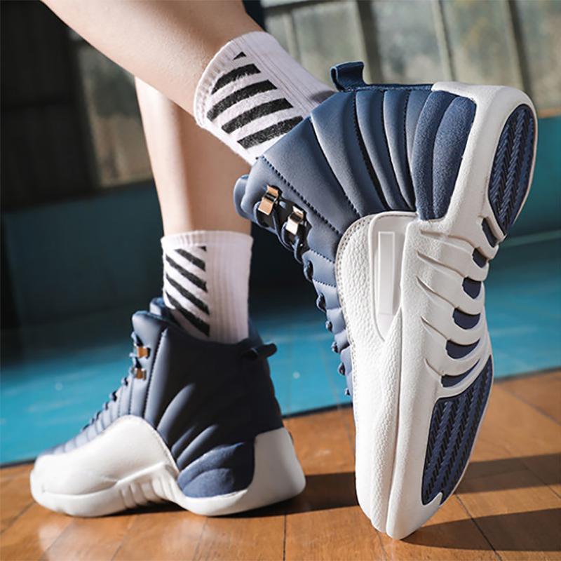 Men's Shoes High-top Sneakers Men's Basketball Autumn and Winter Men's Sports Shoes Men's Trendy Shoes All-match Student Youth Running Shoes