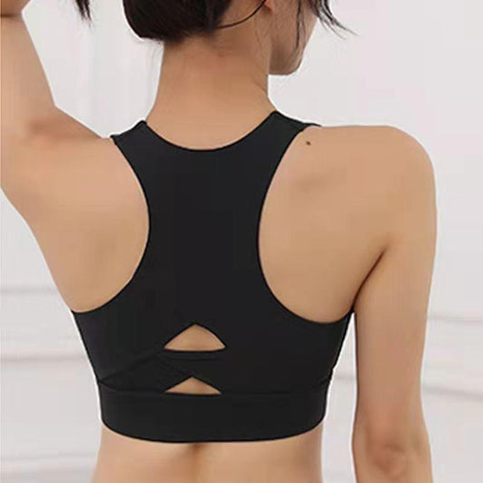Front Zipper Shockproof Running Fitness Bra High-intensity Sports Underwear Vest Cross Beautiful Back Yoga Bra Push Up Bra Top Yoga Tank Tops