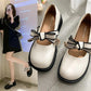Female British Loafers Summer Small Leather Shoes Retro Medium Heel Comfortable Shoes Cute Low Wedge Lady Shoes with Skirt Lolita Shoes for Girls