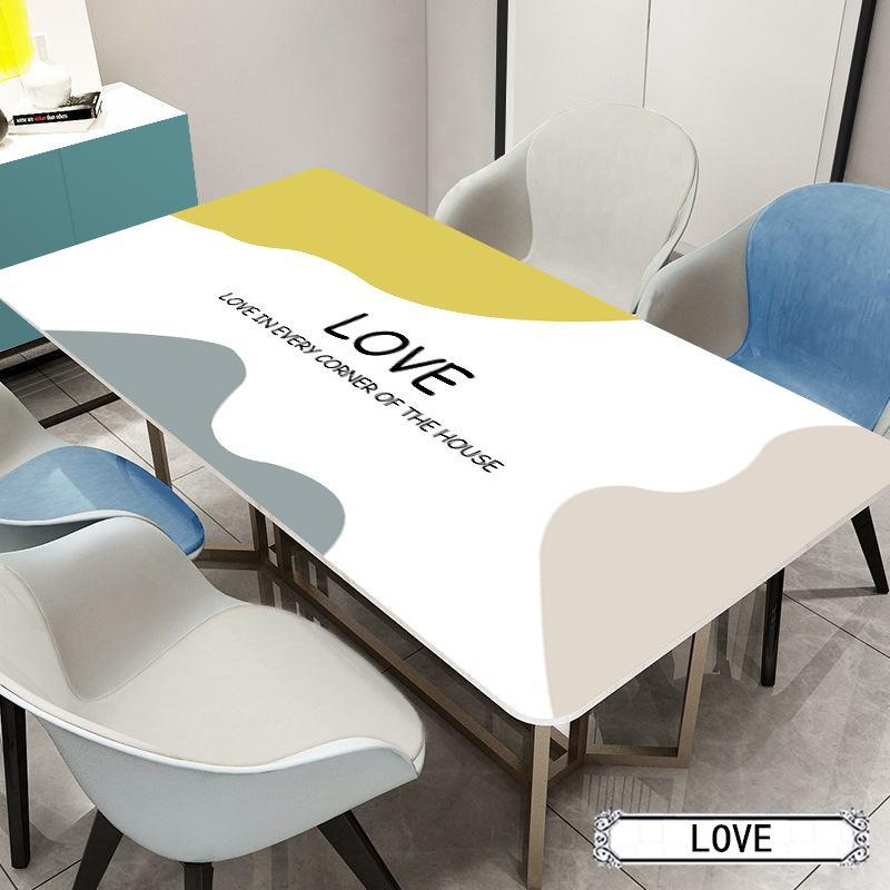 Soft Glass PVC Printed Tablecloth Waterproof Anti-scald and Oil-proof Plastic Transparent Table Mat Coffee Table, Crystal Plate Tabletop