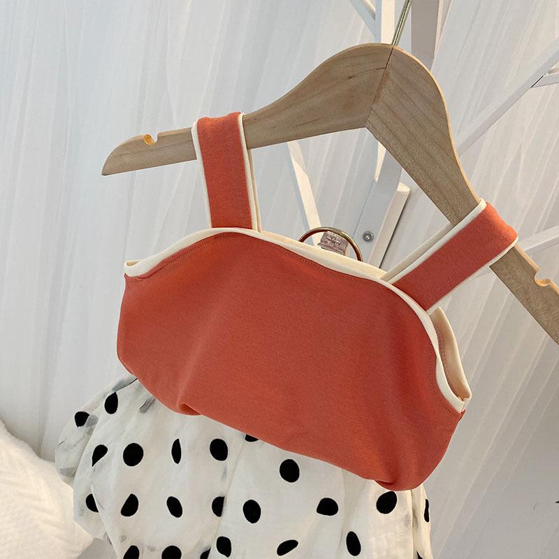 2PCS Children Clothing Set Spring Summer Sling Girls Suits Wave Point Sleeveless Tops + Pants Clothing Set