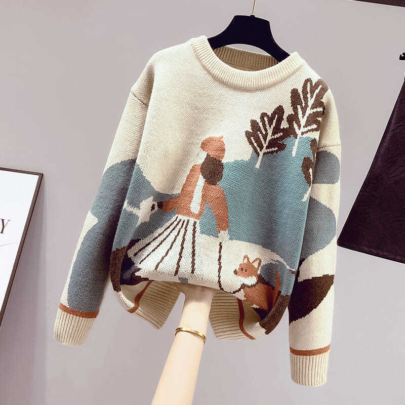 Sweater Women's Autumn and Winter Clothes Plus Velvet Thickening Loose Base Winter Foreign Style Fashion Inner Wear