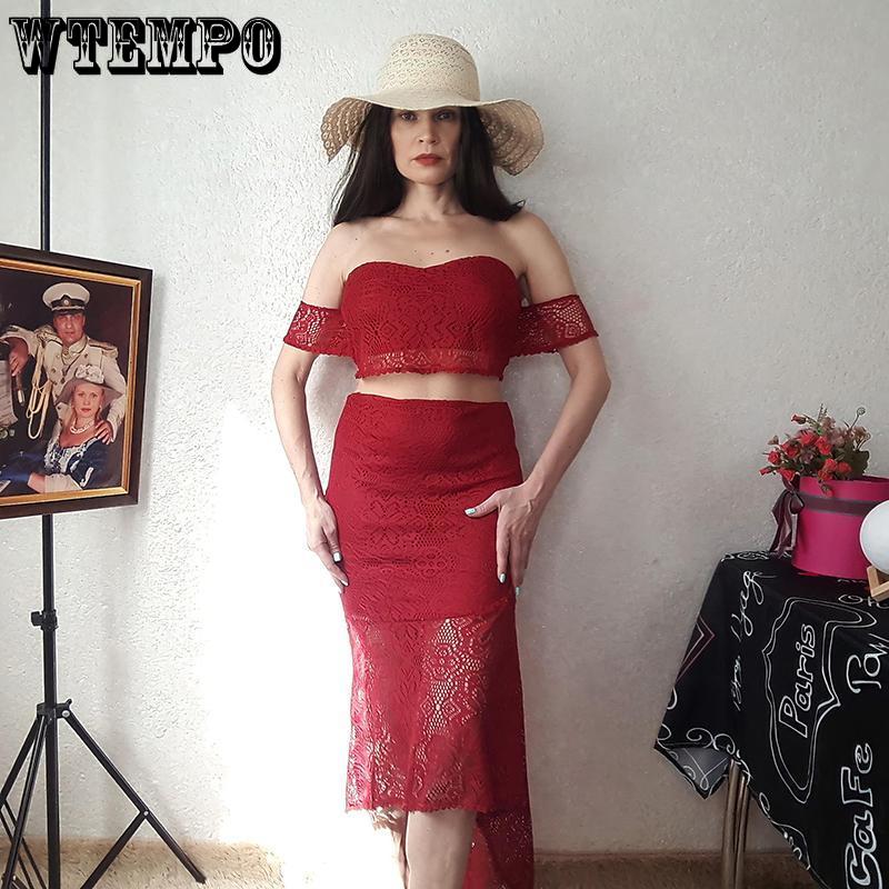 Sexy Women Off Shoulder Tassle Patchwork Crop Top Skirt Suit Laides Cocktail Party Bodycon Dress