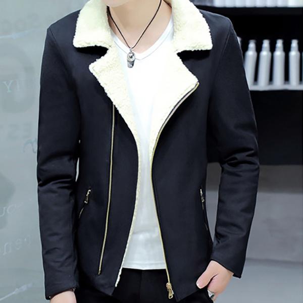 Men's Cotton Jacket Winter Thickening Plus Velvet Fashion Trend Casual Lamb Wool Slim Men's Jacket