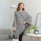 Elegant Women Hairball Shawl Sweater Tassels Loose Batwing Cape Knitwear Outwear Ponchos