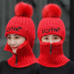 Winter Hat Ladies Knitted Hat Warm Plush Pompom Hat Skull Hat Women Girls Mask Hat Upgrade Version with Zipper
