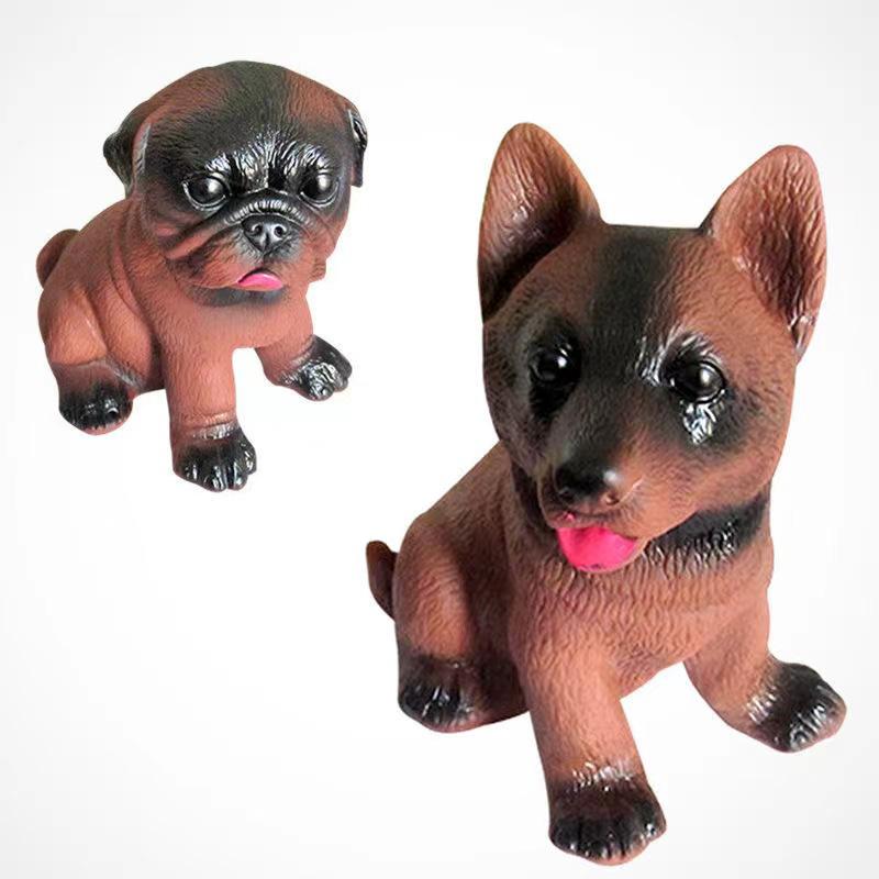 2 Pieces Little Wolf Dog Toy Pug Simulation Toy Sound Bite-resistant Dog Toy Puppies Molar Teeth Cleaning Toys Pet Dog Cats Grind Teeth Play Fun Toy