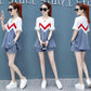 Casual Suit Women's Summer Denim Shorts Two-piece Round Neck Short-sleeved Top + Shorts Ladies Casual Suit Sweet and Cute