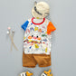 Cartoon Children's Summer Cute Set Pullover Top Short Sleeve T-shirt Shorts Boys Girls Two Piece Suit