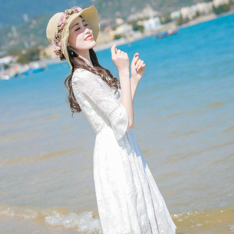 WTEMPO Vacation Beach Skirt Female Summer Chiffon Dress Seaside Skirt