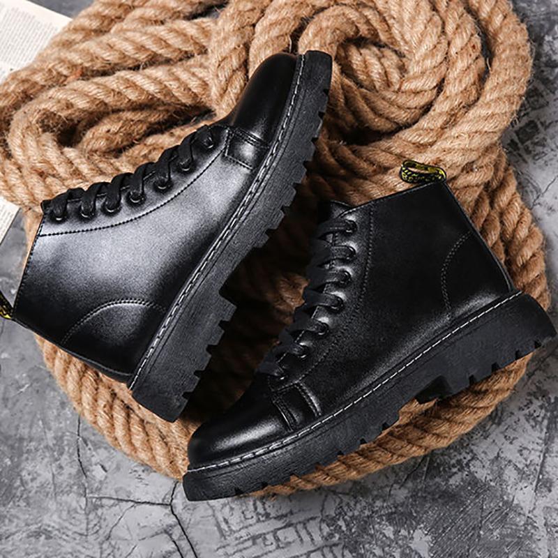 British Style Fashion Martin Boots Men's High-top Shoes Korean Leather Boots All-match High School Boots