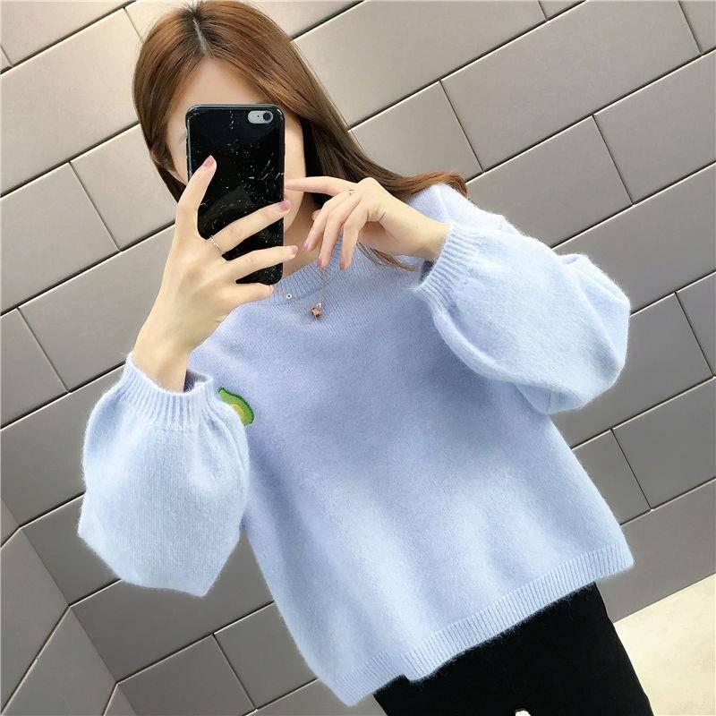 Winter Women Sweater Half Turtleneck  Pullover Loose Jumper Lantern Sleeve Knit Tops