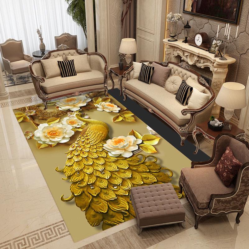 3D Printing Carpet Deer Peacock Flower Rug Carpet Antislip Living Room Carpet Large Mat Home