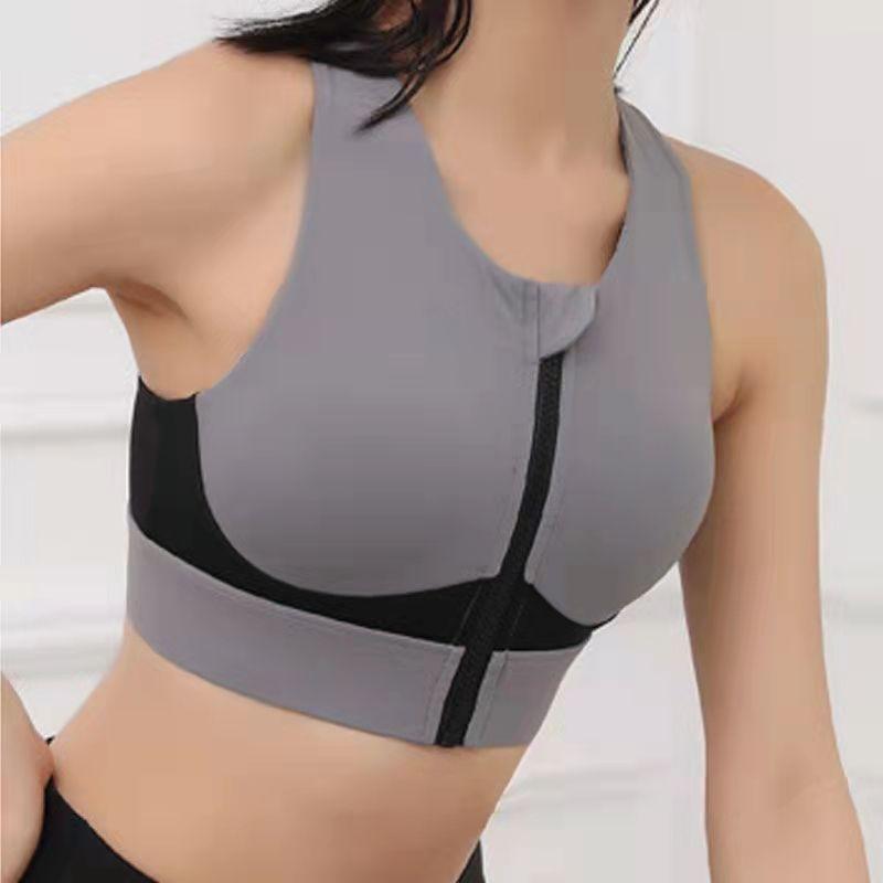 Front Zipper Shockproof Running Fitness Bra High-intensity Sports Underwear Vest Cross Beautiful Back Yoga Bra Push Up Bra Top Yoga Tank Tops