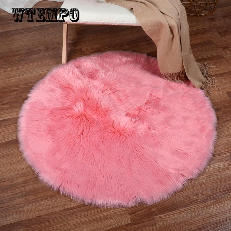 Fluffy Round Rug Carpets for Living Room Decor Faux Fur Carpet  Room Long Plush Rugs