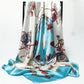 Flower Wrap Shawl Square Silk Imitation Satin Women Elegant Scarf  All-match Headscarf Sunscreen Gauze Shawl