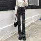 Tie High Waist Micro-horn Jeans Female Autumn and Winter New CHIC Slim Slimming Towards Straight Pants Pants
