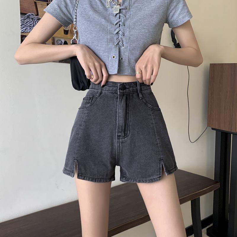Summer Korean Denim Shorts Women's High Waist Split Loose Loose Wild Thin Wide-leg Pants A-line Pants