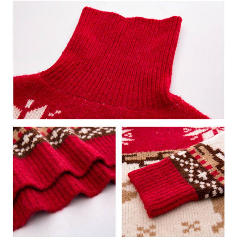 Pofulove Christmas Turtleneck Sweater Women Winter Loose Elk Thickened Pullover Lazy Wind Tide