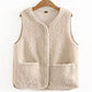 Faux Lamb Fleece Waistcoat Vest Jacket Women's Short Autumn and Winter New Style Loose Waistcoat To Keep Warm and Soft