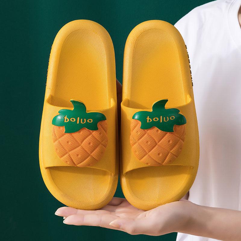 WTEMPO Slippers Women External Wear Cartoon Pineapple Thick Bottom Soft Lightweight  Non-slip Beach Bedroom Home Bathroom