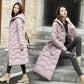 Down Coats Winter Jackets Women Plus Size Hooded Long Padded Parkas Coats with Belt Thick Warm Windbreaker Outwear Black Parkas Jackets Women