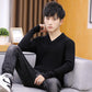 Fall/Winter Men's Lapel Sweater Fashion Personality Knitwear Pure Color Long Sleeve Youth Base Shirt