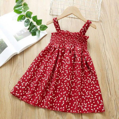 Girls Suspender Dress Summer Polka Dot Dress 4-8 Year Old Girls Fashionable Dress