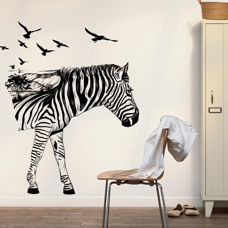 Wall Stickers Zebra Silhouette Animal  Home Decor Living Room Kitchen Bedroom Creative