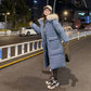 Down Jacket Winter Ladies Fashion Korean Big Fur Collar Thick Warm Hooded Mid-length Plus Size Cotton Jacket