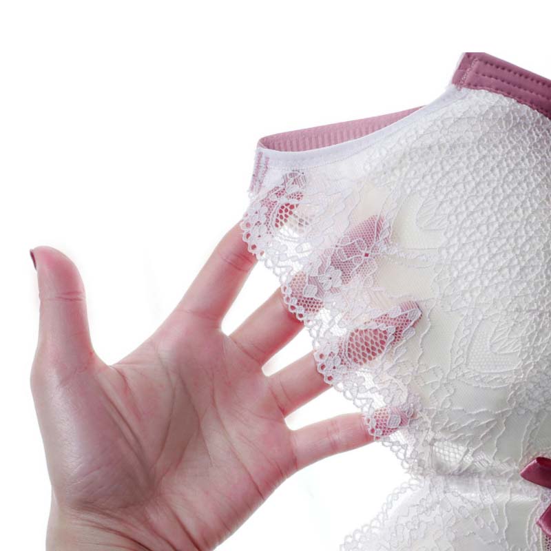 Women Latex No Steel Ring Thin Section Gathering Large Size Sexy Lace Adjustable Side Breast Breathable Adjustable Lace Trim Decorative Bra