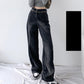 Black Spring and Autumn High Waist Loose Straight Wide Leg Mopping Pants Jeans Women's 2022 New Design Sense Niche