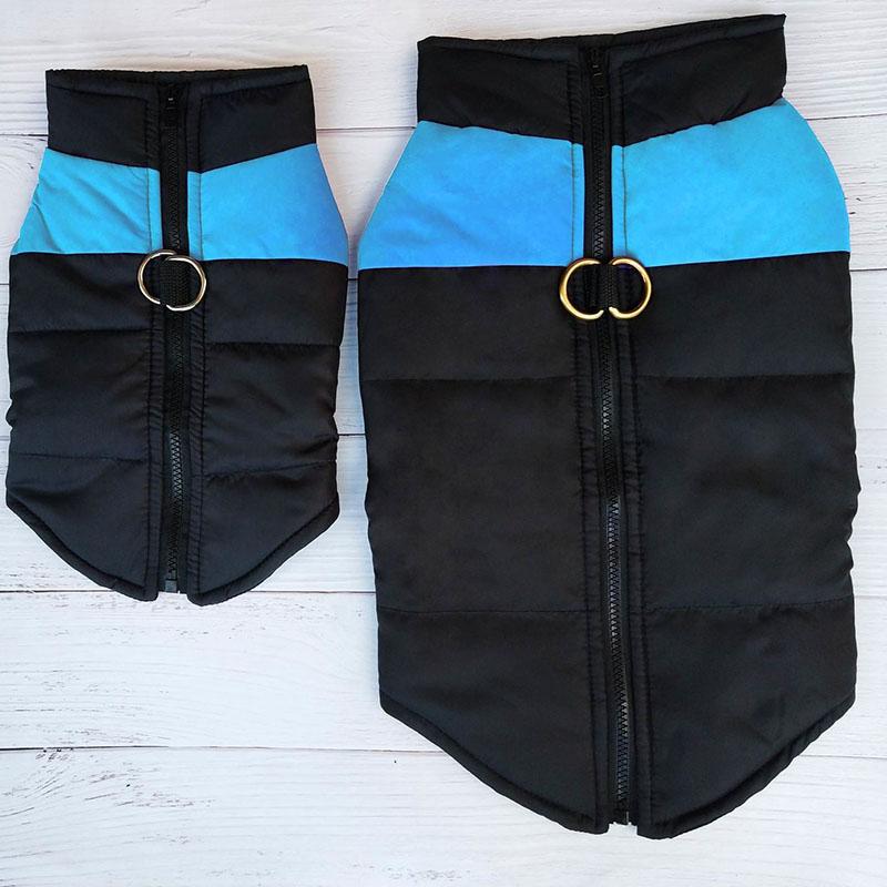 Pet's Waterproof Warm Clothes Winter Puppy Color Stitching Zipper Cotton Vest Soft Casual Oversize Jacket Dog's Ski Suit