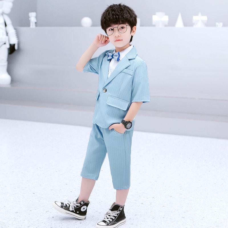 Boys Suit Three-piece Small Suit Host Piano Performance Clothes Male Flower Girl Dress Handsome British Tide