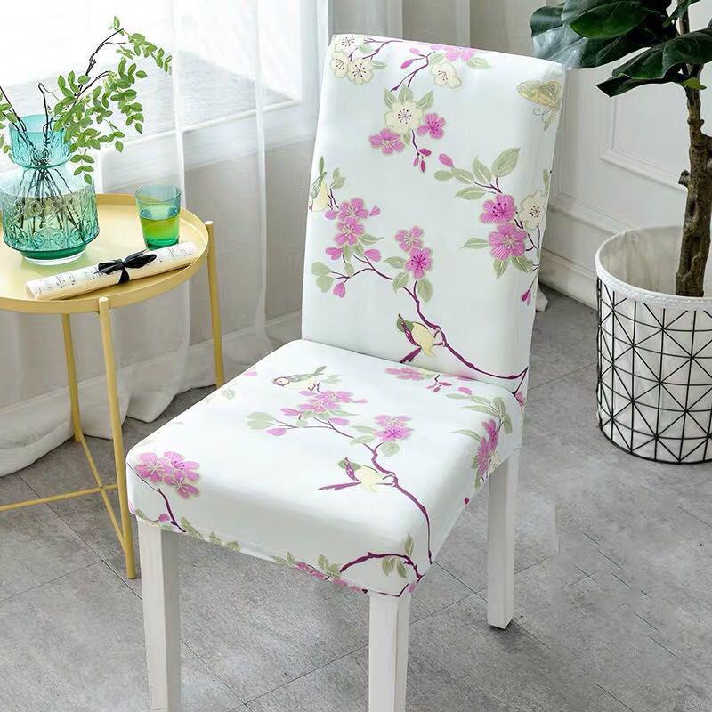 Printed Stretch Chair Cover In Hotel Restaurant One-piece Chair Cushion Seat Back Cover Dining