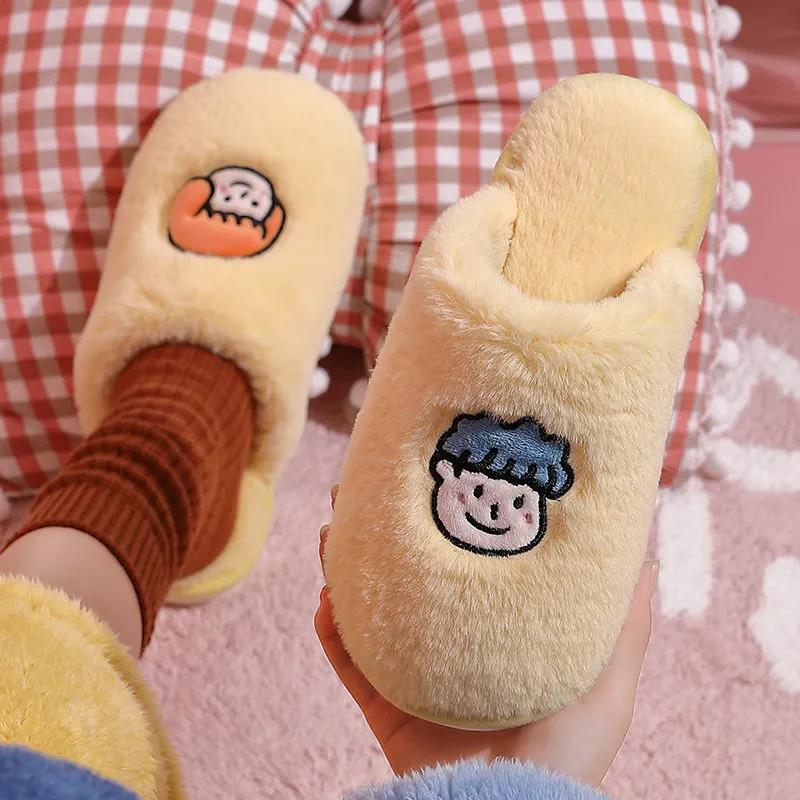 Autumn and Winter Couple Cotton Slippers Casual Warm Flat Shoes Indoor Non-slip Cotton Shoes Soft Shoes